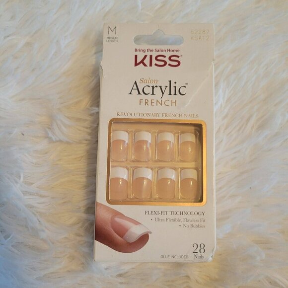 5/$25 NWT KISS Salon Acrylic French Press-On Nails Medium - Picture 1 of 7